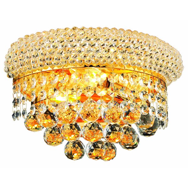 Elegant Cut Clear Crystal Primo 2-Light Crystal Wall Sconce, Elegant Lighting, Mfr#: V1800W12G/EC